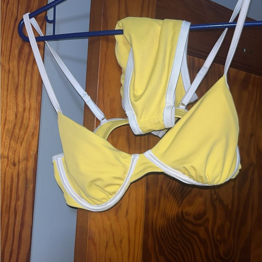 Yellow Bikini Set with White Trim